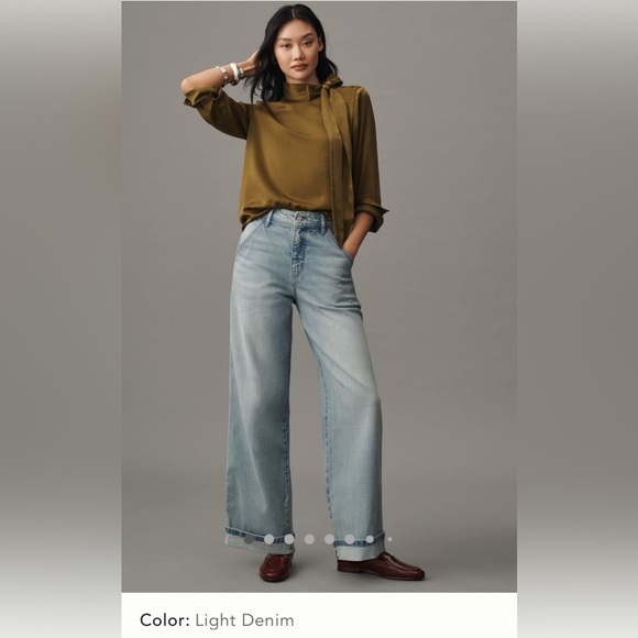 Pilcro Denim - Pilcro Mason High-Rise relaxed gaucho ankle jeans Light Blue Wide Leg Sz.28